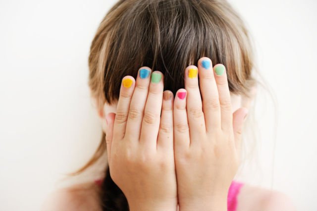 Closed eyes with hand