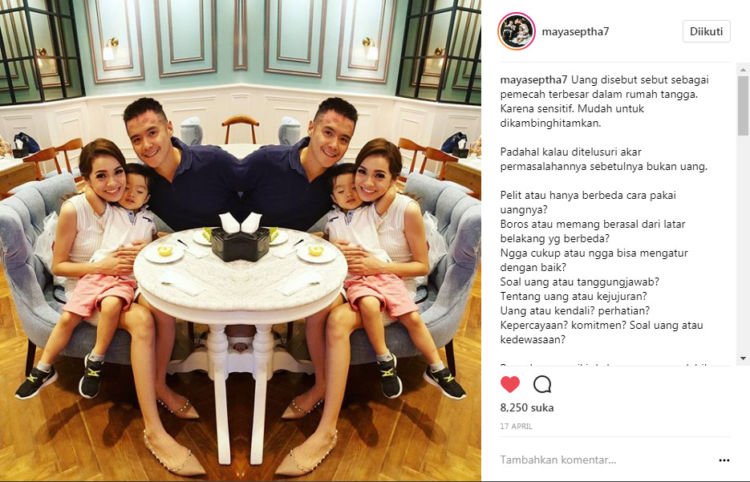 7 Caption Instagram Inspiratif Ala Maya Septha. Dari Soal Seks Pranikah, Memilih Suami, Hingga Masalah Uang!
