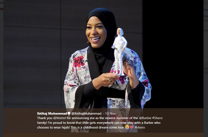 Ciptakan Boneka Barbie Berhijab Atlet As Ini Buktikan 