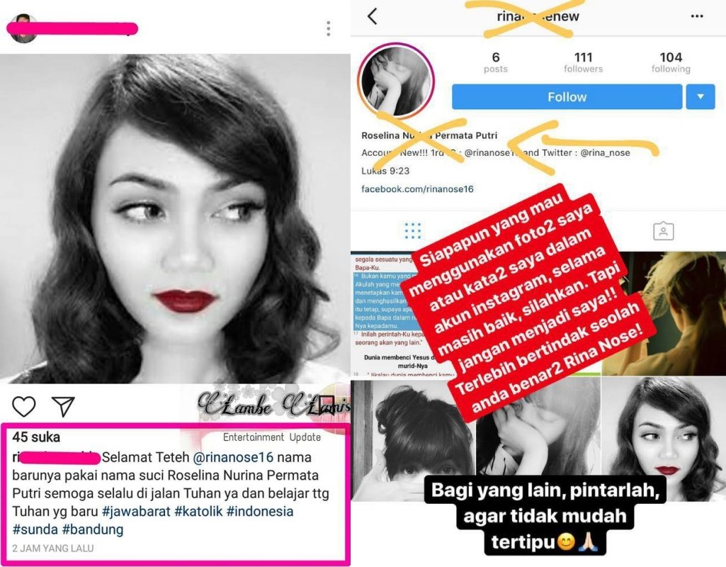 Ada Akun Palsu Rina Nose yang Menyebar Isu-Isu Baru, Awas, Kita Harus Bisa Bedain!