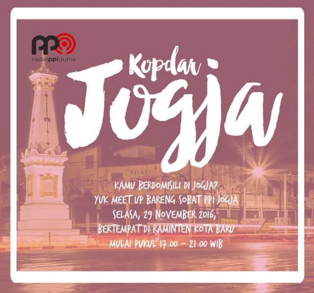 Jogja adalah salah satu kota favorit untuk kopdar