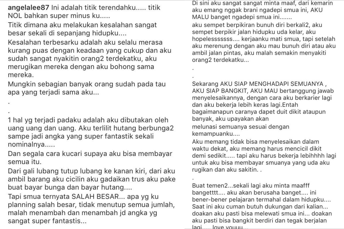 Belajar dari Angela Lee: Kamu Nggak Akan Pernah Merasa Puas Ketika Uang Sudah Membutakan. Bahaya Loh!