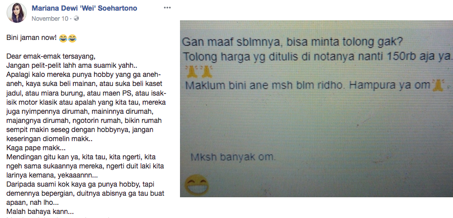 Bikin Status Soal Istri yang Seharusnya Nggak Melarang Hobi Suami, Cewek Ini Didukung Ribuan Warganet