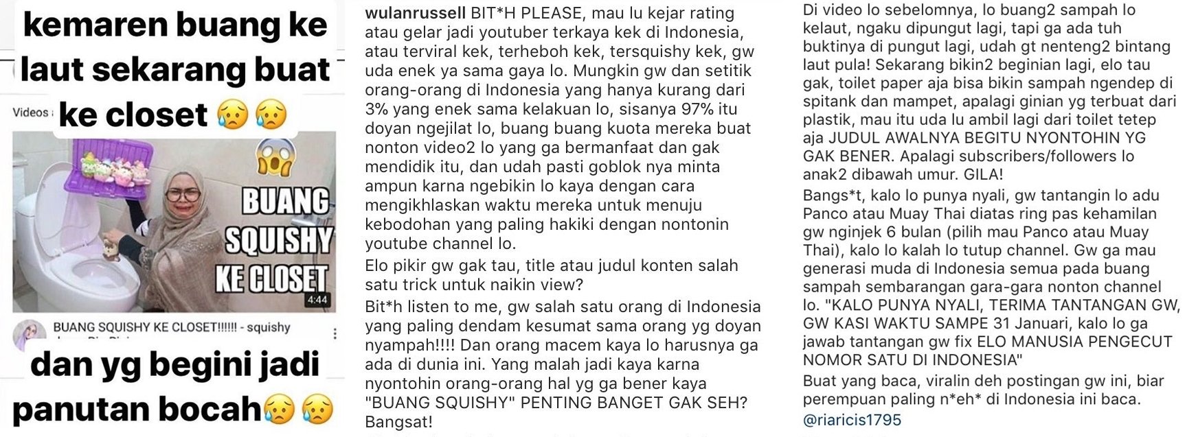 Gara-Gara Video Buang Squishy ke Laut dan Toilet, Bumil Ini Tantang Ria Ricis Adu Panco atau Muay Thai