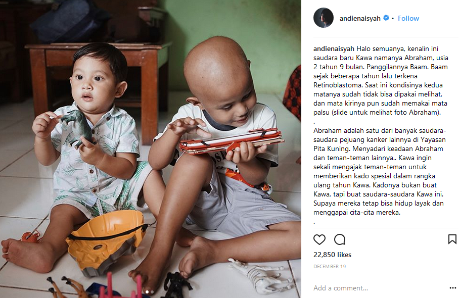 Salut! Jelang Ulang Tahun Pertamanya, Kawa Galang Donasi untuk Saudaranya yang Pejuang Kanker