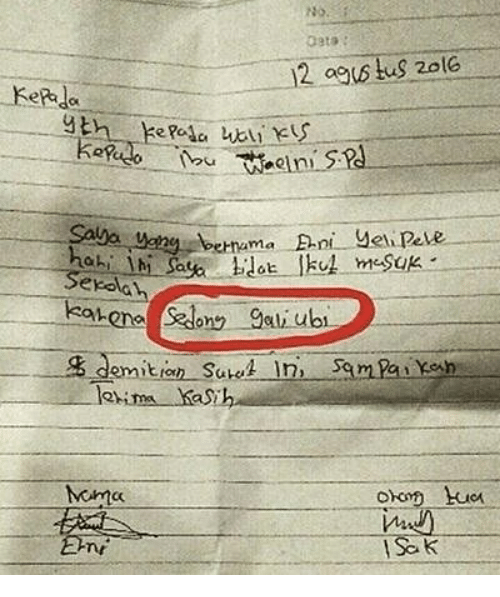 Nostalgia Surat Izin Nggak Masuk Sekolah yang Kelewat Jujur