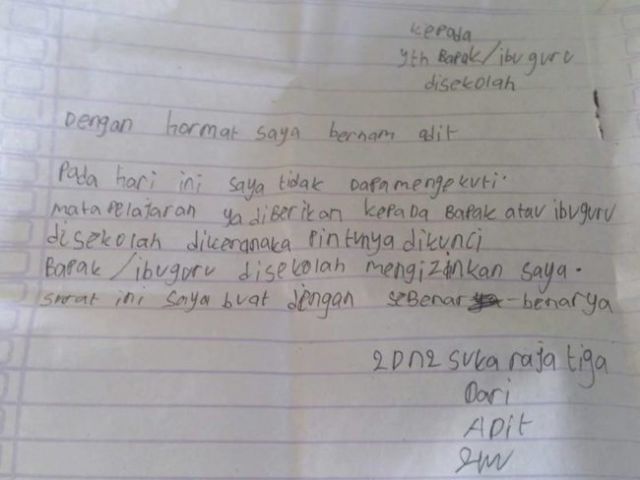 surat tidak masuk sekolah