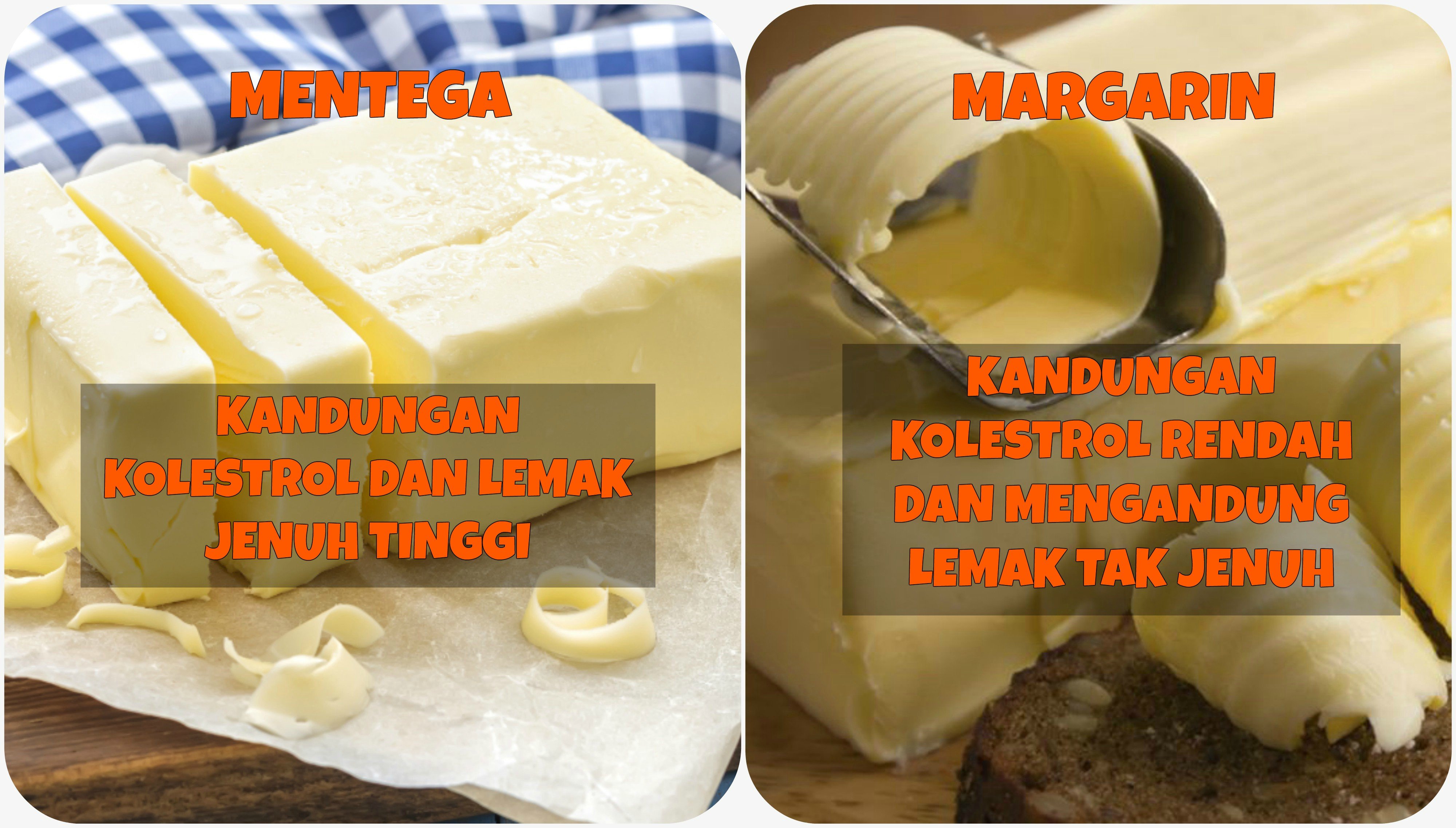 Perbedaan kandungan lemak Mentega dan Margarin
