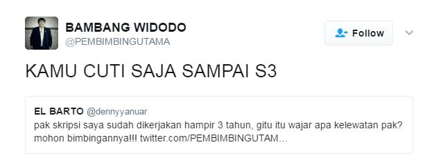 Buat para Mahasiswa, Simak Baik-Baik Twit Bijak dari @PEMBIMBINGUTAMA Ini Kalau Mau Cepat Lulus~