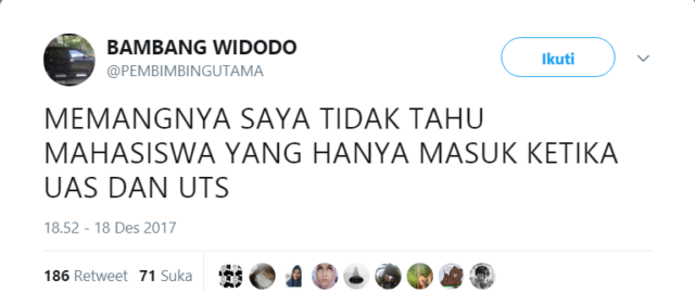 Buat para Mahasiswa, Simak Baik-Baik Twit Bijak dari @PEMBIMBINGUTAMA Ini Kalau Mau Cepat Lulus~