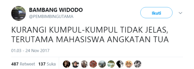 Buat para Mahasiswa, Simak Baik-Baik Twit Bijak dari @PEMBIMBINGUTAMA Ini Kalau Mau Cepat Lulus~
