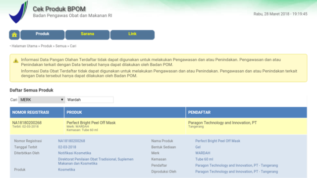 Cek status registrasi produk kosmetikmu