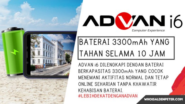 Baterai 3300 mAh dari Advan i6 yang tahan selama 10 jam