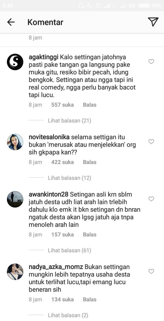 Tersungkur Akibat Ngantuk, Desta Dibilang Bikin Settingan. Lho, Bukannya yang Penting Semua Terhibur?
