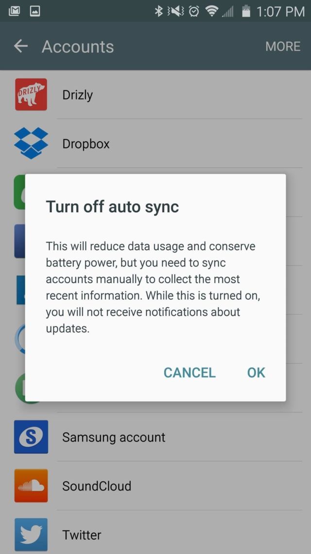 Turn off auto sync