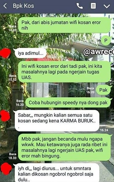 18 Percakapan Kocak Anak Kuliah dengan Bapak Kosan. Akrab Banget Sih, Dijadiin Tempat Curhat, Kan~