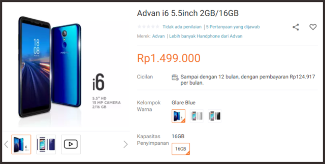 Meskipun Dibanderol Murah, Keamanan Advan i6 Tak Bikin Gerah 5 Inilah harga Advan i6 di salah satu ecommerce.