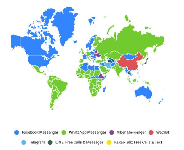 Setelah Yahoo Messenger Resmi Tiada, Begini Peta Persebaran Pengguna Aplikasi Chatting di Dunia