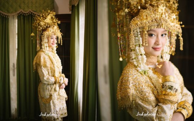 Pesta Pernikahan Gitasav Mengenakan Busana Adat Palembang. Tampak Anggun dalam Ketradisionalan
