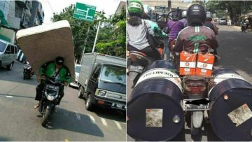 15 Momen Berat Abang Ojol Saat Antar Pesanan Nggak Logis. Dari Kasur Sampai Kulkas, Dibawa Pake Motor!