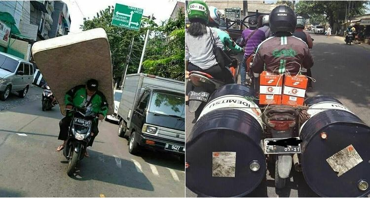 15 Momen Berat Abang Ojol Saat Antar Pesanan Nggak Logis. Dari Kasur Sampai Kulkas, Dibawa Pake Motor!