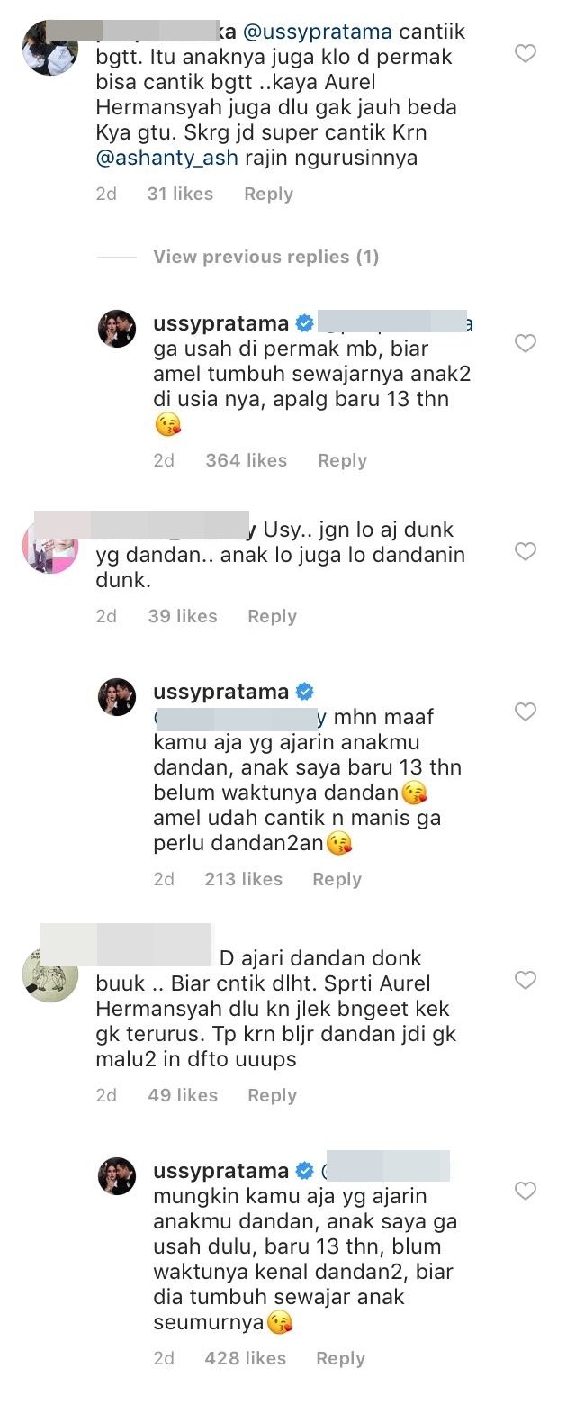 Putri Sulung Ussy Nggak Dandan, Dikritik Warganet. Tapi Kalau Nanti Dandan, Dibilang Cepet Dewasa :(