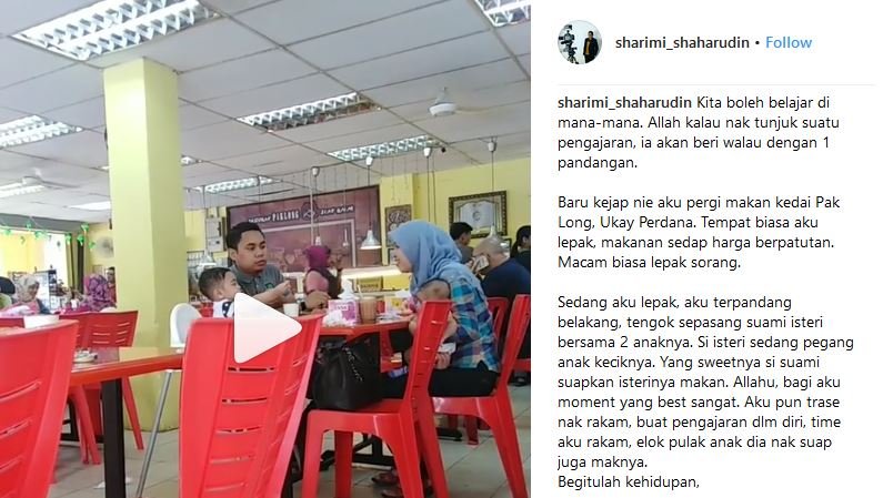 Nggak Mau Kalah Romantis dari sang Ayah, Bocah ini Juga Suapi Ibunya yang Menggendong Bayi. Gemes!