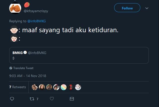 Cuitan Admin @infoBMKG ini Emang Cocok buat 13 Situasi Chat yang Tengah Dihadapi. Senyumin Aja~