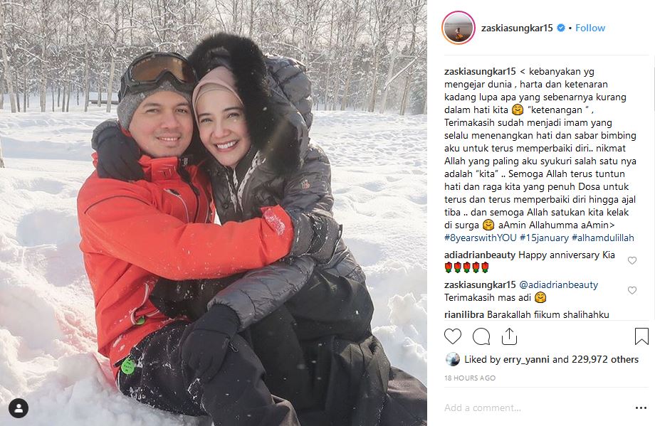 Rayakan Anniversary ke-8, Begini Potret Manis Keharmonisan Zaskia-Irwansyah. Layak Contoh!