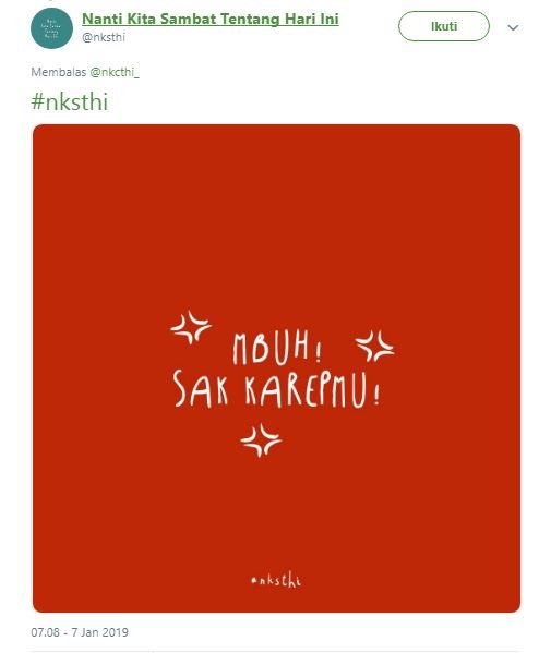 Balasan Akun @NKSTHI pada @NKCTHI Ini Ibarat Cewek yang Punya Cowok Cuek. Duh Gemesh Liatnya~ 23 Balasan Akun @NKSTHI pada @NKCTHI Ini Ibarat Cewek yang Punya Cowok Cuek. Duh Gemesh Liatnya~