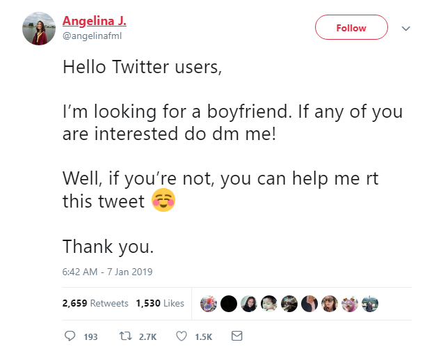 Cari Pasangan di Twitter, Akun Cewek ini Kebanjiran DM. Kini Triknya Ditiru Banyak Orang lo, Ampuh~