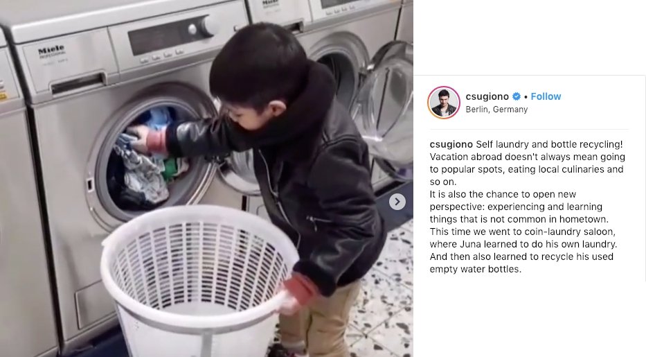 Christian Sugiono Kenalkan Budaya Self Service ke Anak. Juna Bisa Laundry & Daur Ulang Sampah Sendiri