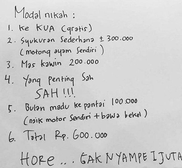 Seribu Sampai 15 Ribu Rupiah, 6 Perhitungan 'Nikah Murah' Ini Miris, Kocak Tapi Sedikit Ada Benarnya