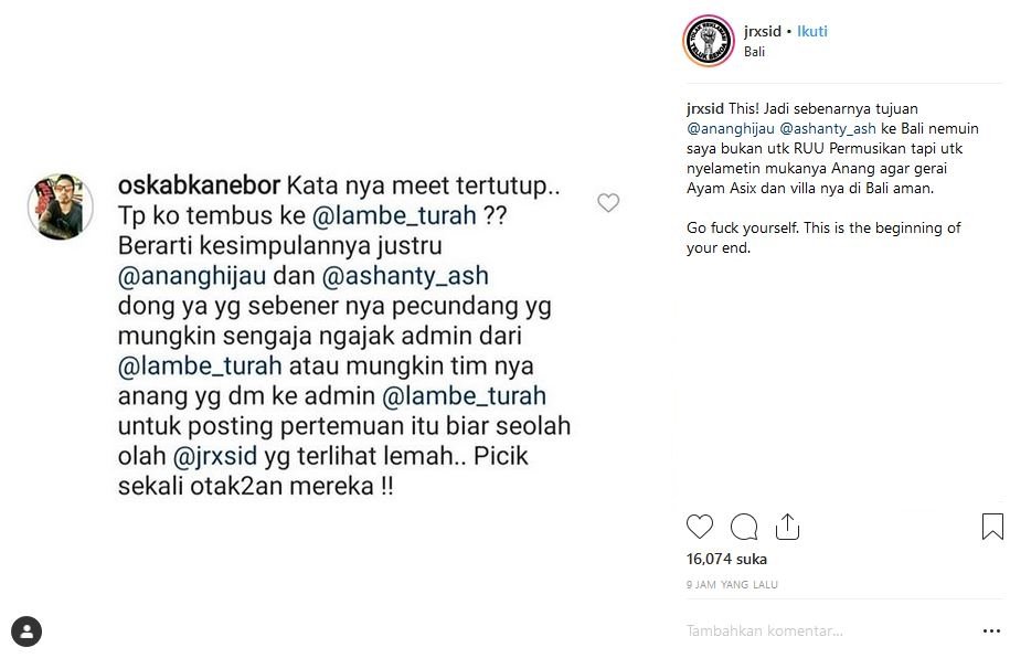 Breaking News! Jerinx 'SID' Kembali Murka Setelah Anang-Ashanty Bertemu Admin Akun Gosip di Bali