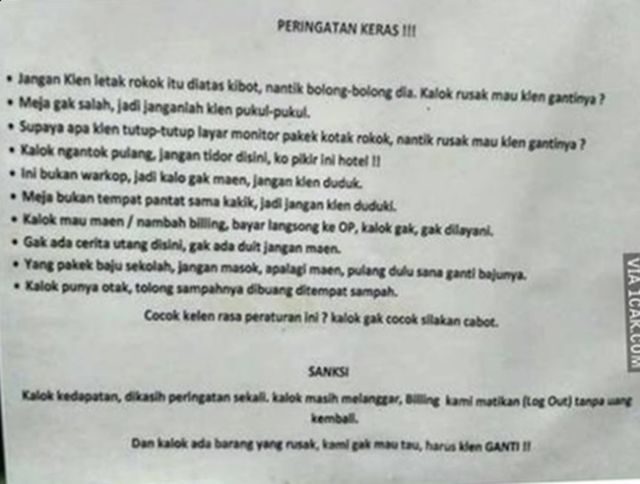 13 Peringatan Kocak yang Cuma Ada di Warnet. Dulu Sering Bikin Risih, Sekarang Malah Bikin Kangen