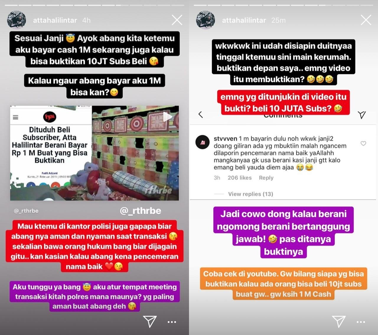 Muncul 'Bukti' Kalau Atta Halilintar Beli Subscribers, Ia Siap Kasih 1 Miliar di Kantor Polisi