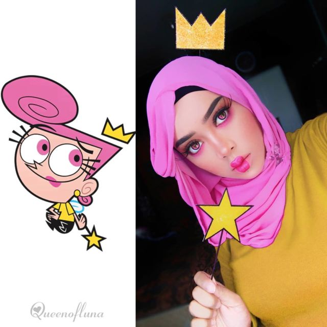 10 Potret Hijab Cosplay Animasi ala @queenofluna yang Kecenya Kebangetan. Kok Bisa Mirip Gitu Sih?