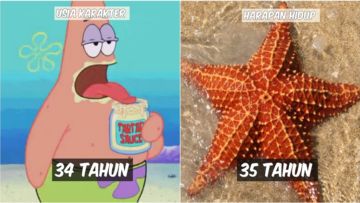 Usia 9 Karakter Spongebob VS Harapan Hidup Hewan di Lautan. Patrick Star Tinggal Setahun Lagi :((
