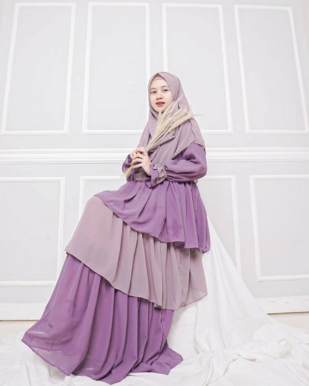 kombinasi gamis dua layer