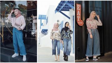 9 OOTD Kulot Jeans Hijab Remaja yang Keren & Santun!