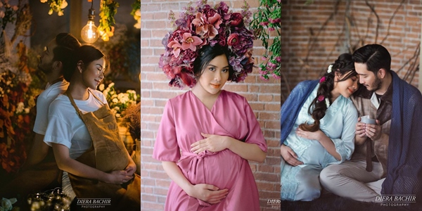15 Ide Maternity Photoshot dari Syahnaz Sadiqa-Jeje Govinda, Simpel dengan Properti Bunga