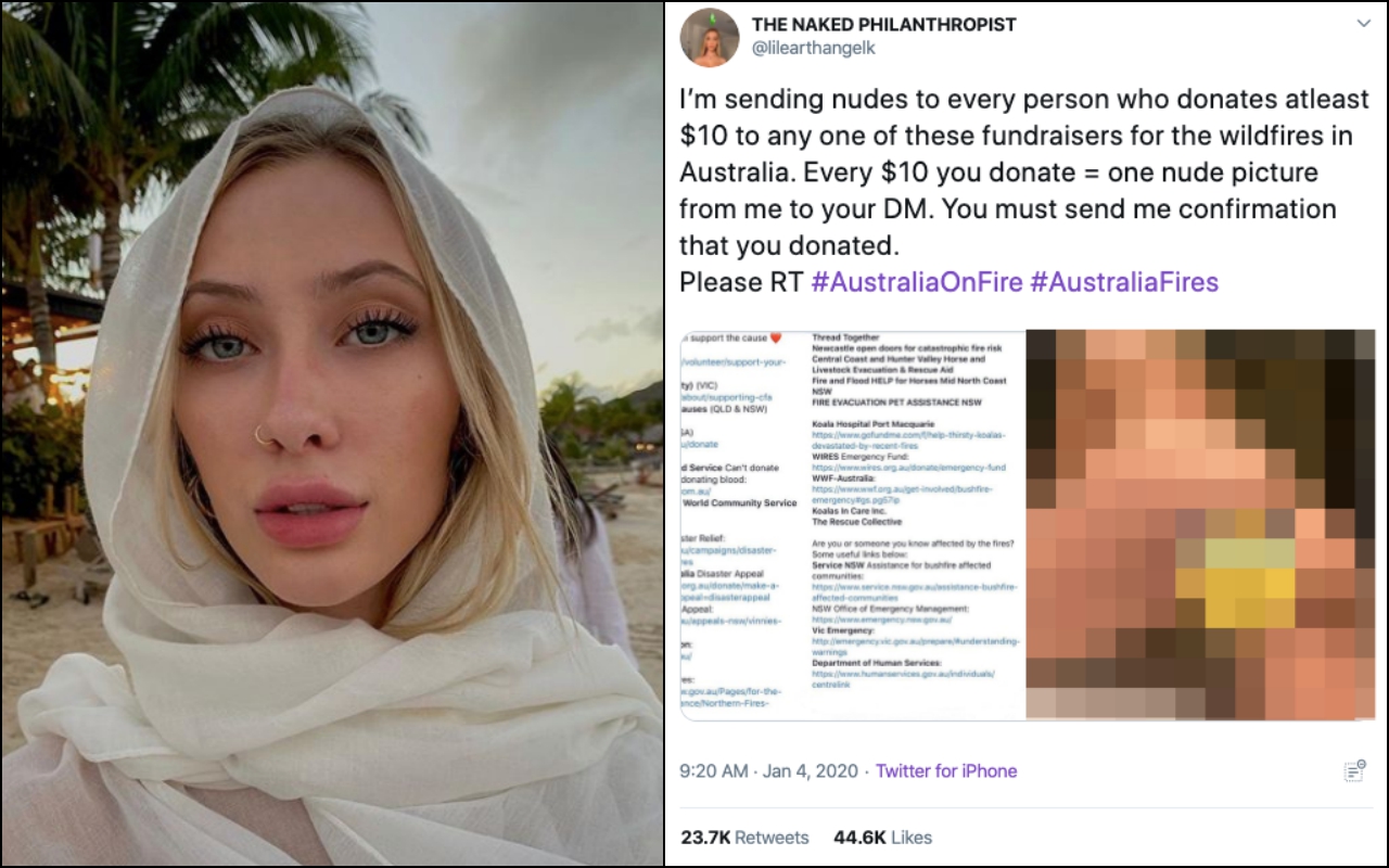 Seorang Model Berikan Foto Bugil Dirinya bagi Mereka yang Mau Donasi untuk Kebakaran di Australia