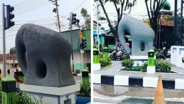 Viral Patung Gajah Mungkur di Gresik Seharga 1 Milyar Rupiah. Bentuknya Bisa Lucu Gitu ya?