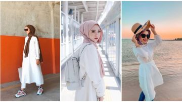 9 Outfit Tunik Warna Putih yang Diandalkan Para Hijabers