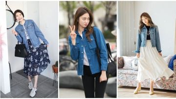 8 Trik Cewek Korea Saat Memadukan Jaket Jeans dengan Aneka Bawahan. Cantik dan Gampang!