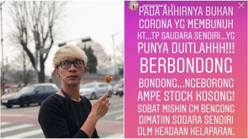 Masyarakat Borong Stok Makanan Hingga Habis, Aming: Bukan Corona yang Membunuh, tapi Saudara Sendiri