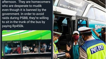 Bus AKAP Nekat Sembunyikan Penumpang di Bagasi Agar Tak Kena Razia Mudik. Duh, Kok Miris, ya :(