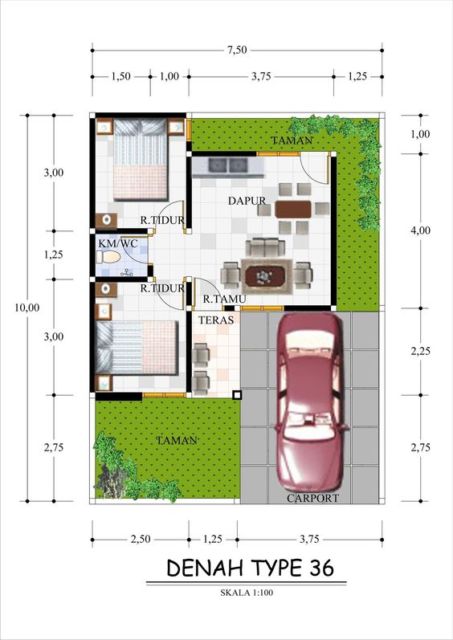 Desain & Denah Rumah Type 36