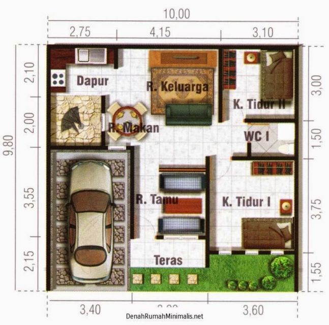 Desain & Denah Rumah Type 36