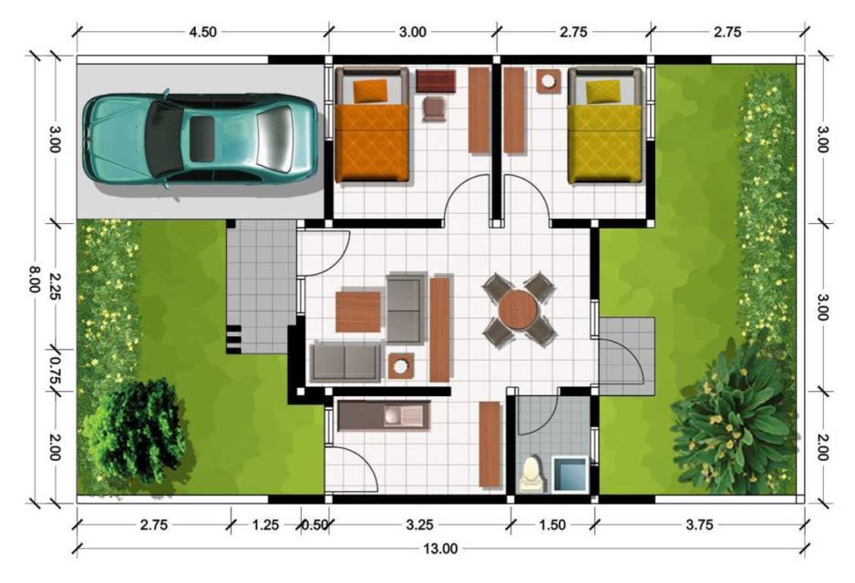 Desain & Denah Rumah Type 36
